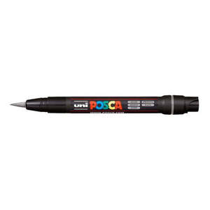 Drawing Instruments: Uni Posca Marker 0.1-10.0mm Brush Tip Silver PCF-350