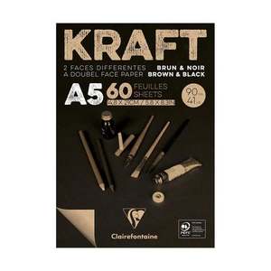 Art Pads: Clairefontaine Kraft Pad Brown Black A5 60sh