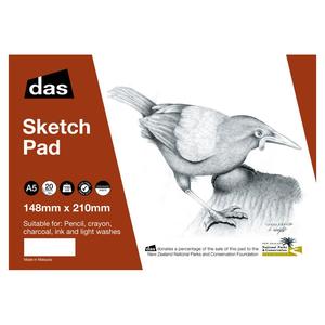 Art Pads: Das Acid Free Saddleback Spiral Sketch Paper Pad 110gsm 20 Sheets - Size A5