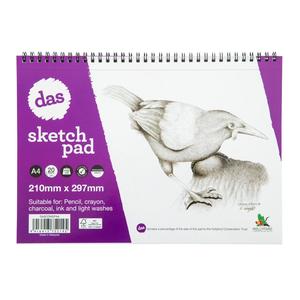 Das Acid Free Saddleback Spiral Sketch Paper Pad 110gsm 20 Sheets - Size A4