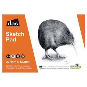 Das Acid Free Kiwi Sketch Paper Pad 110gsm 20 Sheets - Size A3