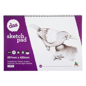 Das Acid Free Saddleback Spiral Sketch Paper Pad 110gsm 20 Sheets - Size A3