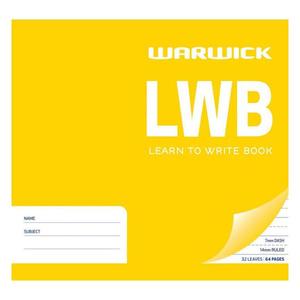 Exercise Books Covers: Warwick Learn To Write LWB 32 Leaf Dashed 7mm Ruled 14mm 198x210mm
