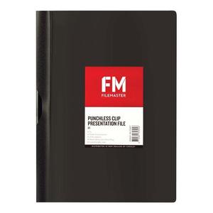 Filing Folders: FM Clipfile Punchless Black A4 3mm Polyprop