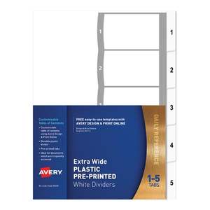 Dividers: Avery Dividers A4 5 Tab Coloured Pp Extra Wide