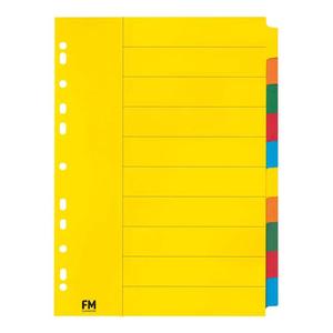 FM Indices A4 10 Tab Coloured Cardboard