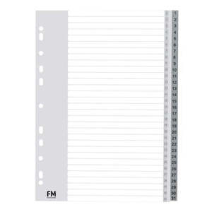Dividers: FM Indices A4 1-31 Grey Polyprop