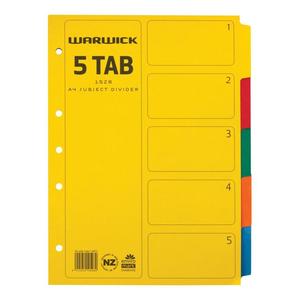 Dividers: Warwick Divider 15z8 A4 5 Tab Coloured
