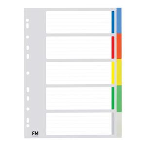 FM Indices A4 5 Tab Coloured Polyprop