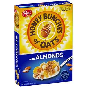 Breakfast: Post Honey Bunches of Oats with Almonds 12 oz