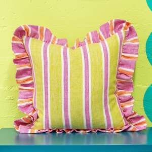 Tutti Fizzy Stripe Linen Cushion with Frills