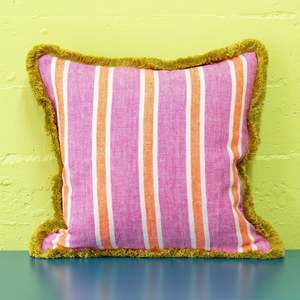 Cushions: Tutti Fizzy Stripe Pink Linen Cushion