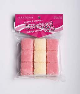 Products: Pink and White Coconut Ice Slab - 140gm Mary Gray