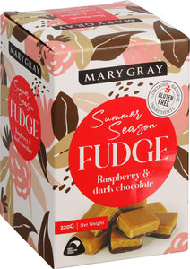 Products: Mary Gray Summer Season Raspberry & Dark Choc Fudge 220gm Gift Box Mary Gray