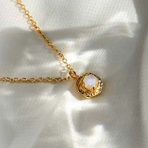 Radiate Jewellery: Gold Dainty Necklace | Rainbow Moonstone