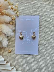 Heart rock gold studs