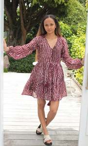 Rooted V Neck Short Tier Dress