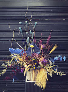 Dried & Faux - Blue and Purple Arrangement with Vase
