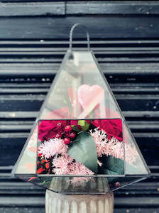 Dried & Faux - Silk Red Roses Terrarium