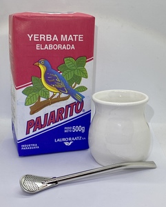 Products: Pajarito, White Ceramic cup maté set - Mate Guru