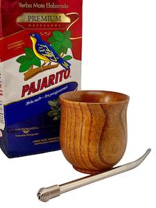 Products: Mate Set - Pajarito Yerba mate 500gr + wooden cup + filter straw - Mate Guru