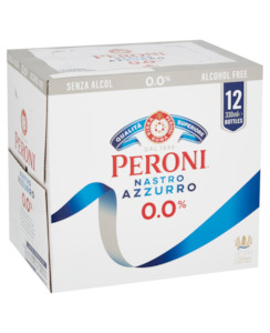 Peroni Nastro Azzurro 0.0% 12pk BTL - Beer-Non-Alcoholic : Waipu Liquor Centre - Peroni