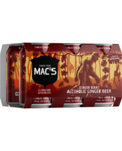 Beer : Waipu: Mac's Ginger Giant Alcoholic Ginger Beer 330ml 6pk cans - Beer-Ginger Beer : Waipu Liquor Centre - Macs Ginger 6pk