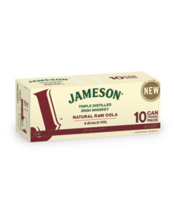 Jameson & Raw Cola 4.8%10pk cans - Premixed-Whisky : Waipu Liquor Centre - J&hellip;