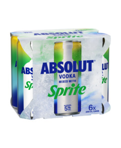 Absolut & Sprite 250ml 6pk cans - Premixed-Vodka : Waipu Liquor Centre - Abs&hellip;