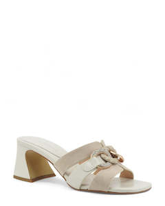Sale: Cafe Noir LC5927 Suede & Nappa Cream Leather Heel Slide