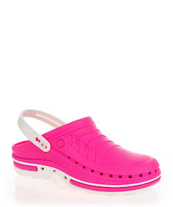 Flats Sale: Wock Clog 09 White & Fuchsia