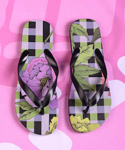 Flats Sale: Annah Stretton Gingham Floral Pint Jandals