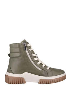 Ankle Boots: Cabello Petra Khaki Leather Casual Ankle Boot