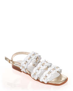 Slingbacks: Mago Harlin White & Gold Leather Sandal