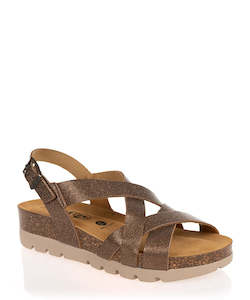 Walking Shoes: Plakton Bronze Leather Summer Sandal