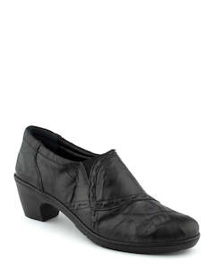 Heels Sale: Cabello 5192 - 48 Black Crinkle Leather Slip n Shoe