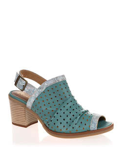 Heels Sale: Maciejka 04983 Turquoise Leather Summer Shoe