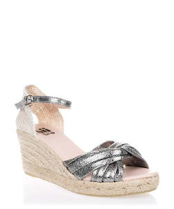 Heels Sale: NEO Zara Crackle Silver Espadrille Sandal
