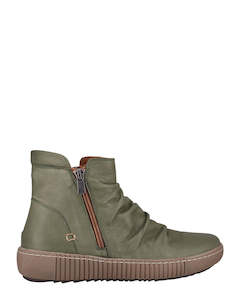 Cabello Winnie Khaki Leather Casual Ankle Boot