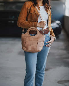 Kompanero Riley Taupe Leather Carry/Crossbody Bag