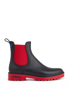 Winter: Verbenas Gaudi Negro/Rojo Pull On Ankle Boots