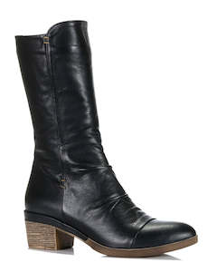 Comfort Boots: Cabello Bristol Black Leather Calf Boot