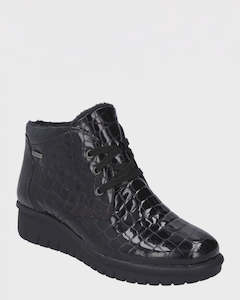 Josef Seibel Calais 88 Black Patent Croc Ankle Boot