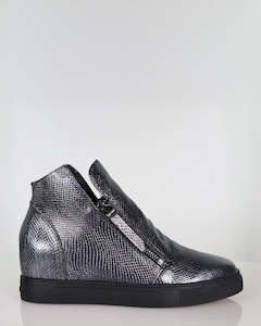 Ankle Boots: Minx Willott Ink Metallic Emboss Black Sole