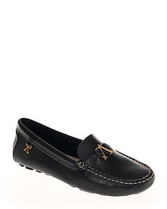 Flat Shoes: Andacco 3389 Navy Leather Casual Moccasins