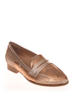 Chrissie Dilly Cow Hide Rose Gold Leather Brogue