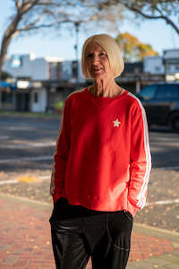 Sophie Moran Arm Stripe Sweatshirt Red/White