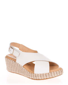 Pitillos 10567 White Leather Wedge Sandal
