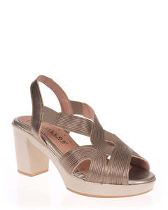 Mid Heels: Pitillos 20121 Bronze Leather Summer Heel