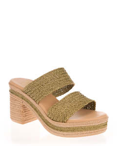 Mid Heels: Nui X Neo Quinta Green Vegan Summer Platform Slide